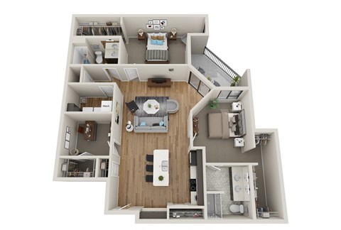 Floor plan for 2 beds, 2 baths, 1458 sqft